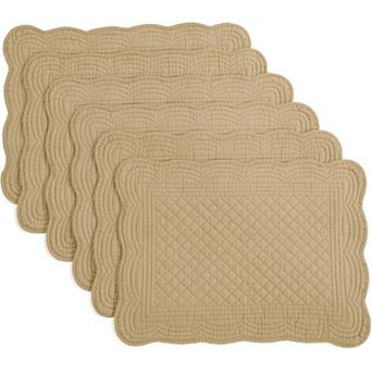 Quilted Placemats Set of 6 Washable-13x18 in Rectangular Placemats for Kitchen Table