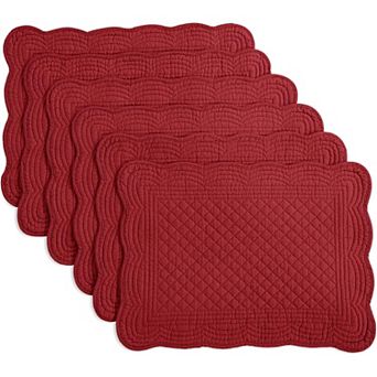Quilted Placemats Set of 6 Washable-13x18 in Rectangular Placemats for Kitchen Table