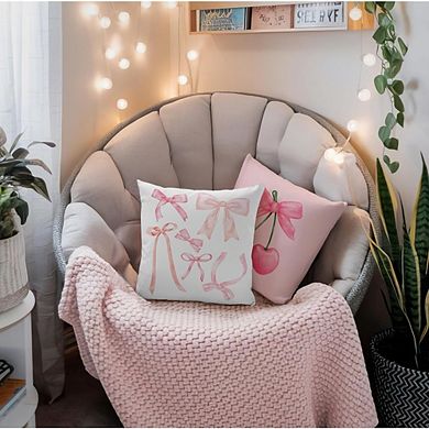 Pink Bow Decorative Throw Pillow Covers Set of Four Cute Coquette Style