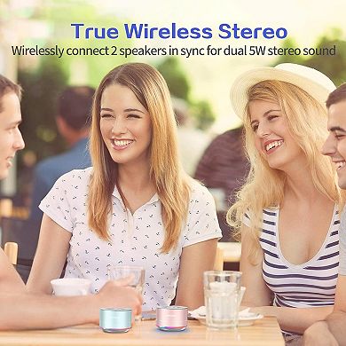 Portable Wireless Bluetooth Speaker with Lights and Lanyard,5W Mini Small Metal Speakers Bluetooth