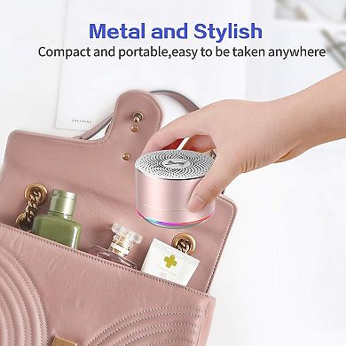 Portable Wireless Bluetooth Speaker with Lights and Lanyard,5W Mini Small Metal Speakers Bluetooth