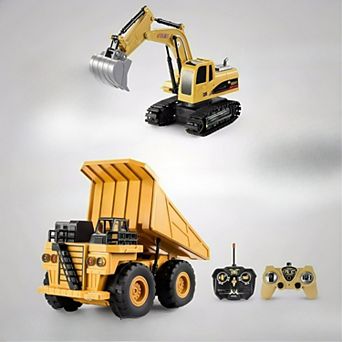 2-Pack Friction-Powered RC Construction Vehicles with Lights & Sounds, Gift Set