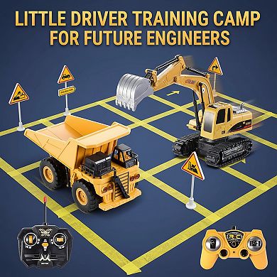 2-Pack Friction-Powered RC Construction Vehicles with Lights & Sounds, Gift Set