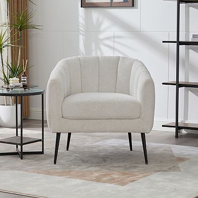 Gikpal 30-in. Modern Chenille Channel Tufted Barrel Accent Chair