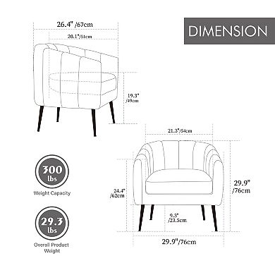 Gikpal 30-in. Modern Chenille Channel Tufted Barrel Accent Chair