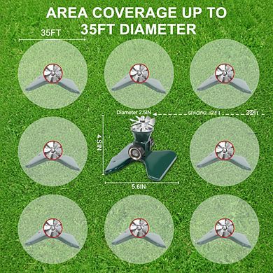 Heavy Duty Metal Square Sprinkler, 360° Rotating Connectable for Large Lawn