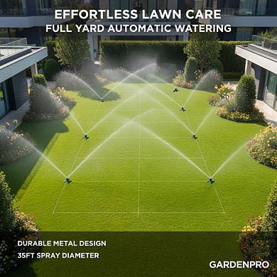 Heavy Duty Metal Square Sprinkler, 360° Rotating Connectable for Large Lawn