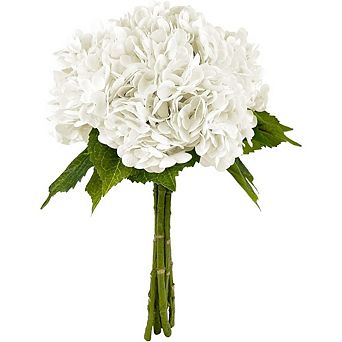 Great Ambitions 5-Pack White 21" Artificial Hydrangea Stems, Latex Real Touch Flowers