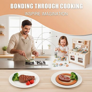 Wooden Pretend Play Cooking Set, Kitchen Toy Gift