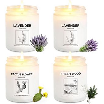 4 Pack Soy Wax Candle Gift Set Long Lasting Aromatherapy Candles for Home, Lavender