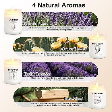 4 Pack Soy Wax Candle Gift Set Long Lasting Aromatherapy Candles for Home, Lavender