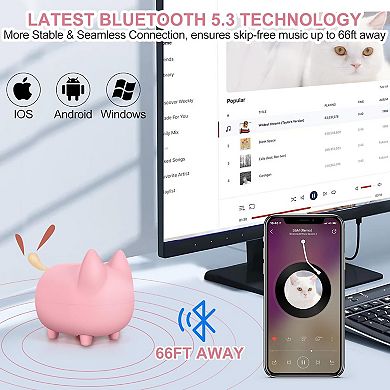 Mini Pink Bluetooth Speaker with Deep Bass and Dual Pairing for True Stereo
