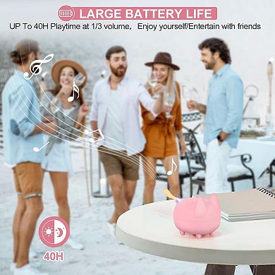 Mini Pink Bluetooth Speaker with Deep Bass and Dual Pairing for True Stereo