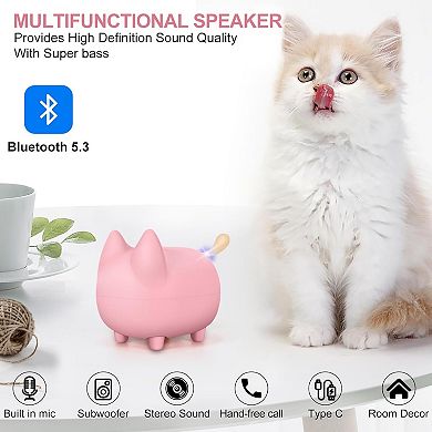 Mini Pink Bluetooth Speaker with Deep Bass and Dual Pairing for True Stereo