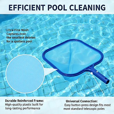 17.5x11.8in Fine Mesh Pool Skimmer Net, Heavy Duty Frame for Fast Leaf Removal