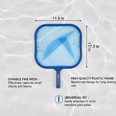 17.5x11.8in Fine Mesh Pool Skimmer Net, Heavy Duty Frame for Fast Leaf Removal