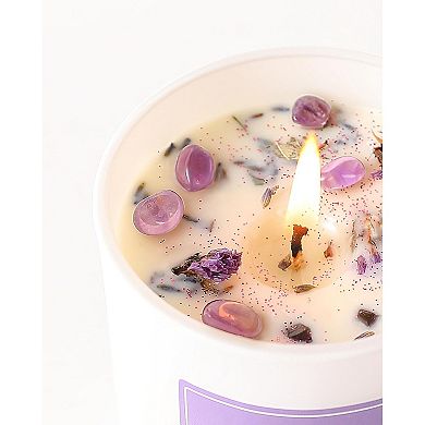 Great Ambitions Lavender Scented Soy Candle, 10oz with Crystals, Aromatherapy Home Candle.