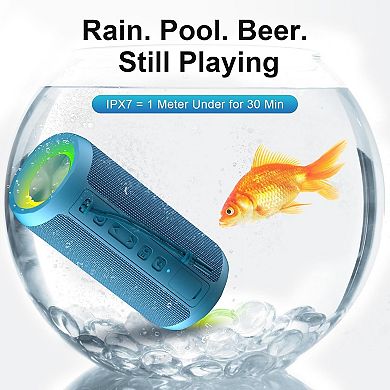 Wireless Portable Bluetooth Speaker, IPX7 Waterproof, Dustproof and Rustproof, Powerful 24W Sound