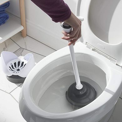 Toilet Plunger Set with Hideaway Caddy for Easy Access and Clean Storage