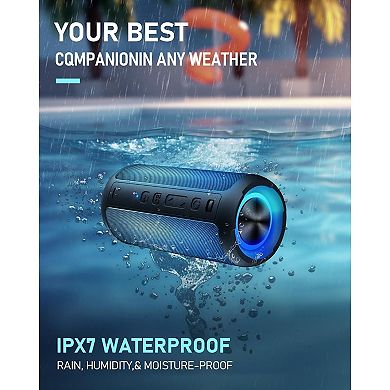 Portable Wireless Speaker with Cool Dynamic LED Lights, Bluetooth Speakers, IPX6 Waterproof