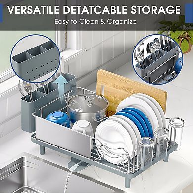 Stainless Steel Dish Drying Rack Large Capacity with Drain Board