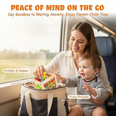 Wooden Montessori Sorter Cube with 8 Rattling Shapes Gift