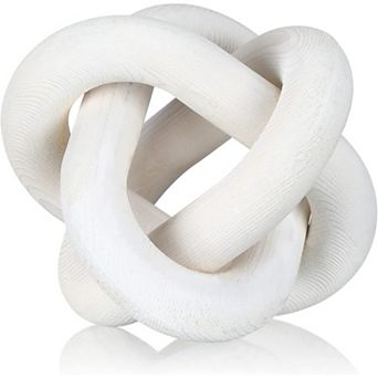 Hand Carved 3-Link Wood Knot White, Modern Rustic Home Accent for Bedroom