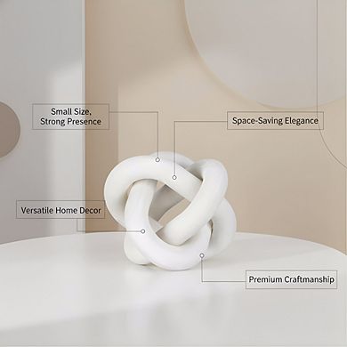Hand Carved 3-Link Wood Knot White, Modern Rustic Home Accent for Bedroom