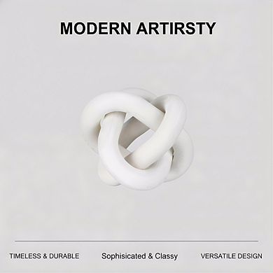 Hand Carved 3-Link Wood Knot White, Modern Rustic Home Accent for Bedroom