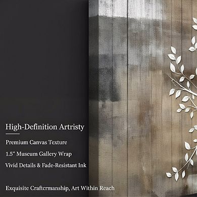 12x18 Canvas Wall Art, Black Tree Birds Rustic Nature Gray Grunge