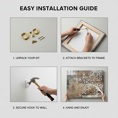 12x18 Canvas Wall Art, Black Tree Birds Rustic Nature Gray Grunge