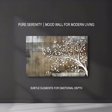 12x18 Canvas Wall Art, Black Tree Birds Rustic Nature Gray Grunge