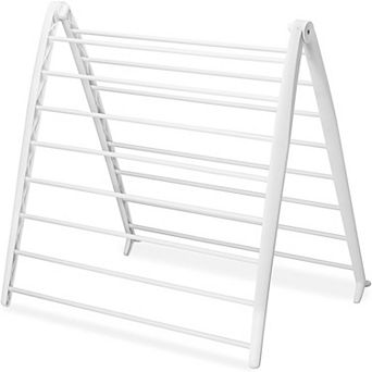 Folding Drying Rack White, Freestanding Indoor Space-Saving Compact Design
