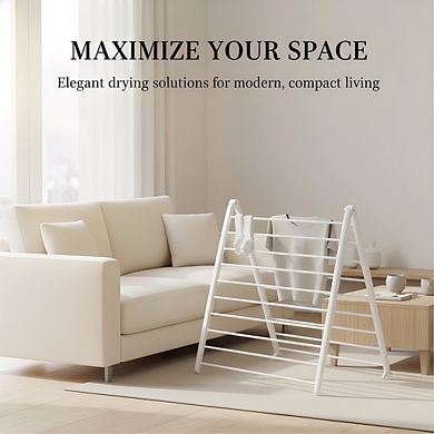 Folding Drying Rack White, Freestanding Indoor Space-Saving Compact Design