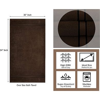 Ultra Soft 30x54 Chocolate Bath Towels - 4 Pack, 580 GSM Cotton