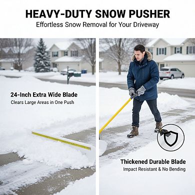 24" Wide Snow Pusher, Durable Blade for Easy Snow Removal