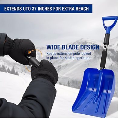 Auto Emergency Snow Shovel with Extendable Handle, Compact for Car Storage