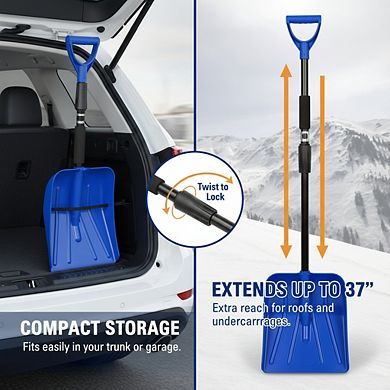 Auto Emergency Snow Shovel with Extendable Handle, Compact for Car Storage