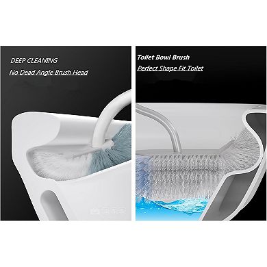 2Pcs Curved Toilet Bowl Brushes for Deep Cleaning