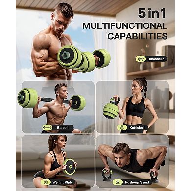 Adjustable 5-in-1 Dumbbell Set: Customizable Weights, Versatile Functions, Sturdy Build