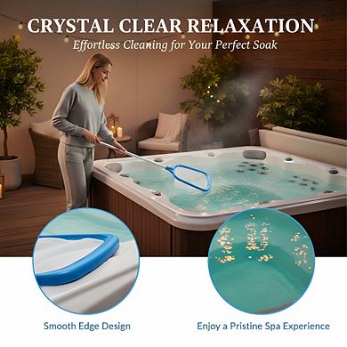 12" Aluminum Pole Hot Tub Skimmer, Ultra Fine Mesh Net for Small Pool Debris