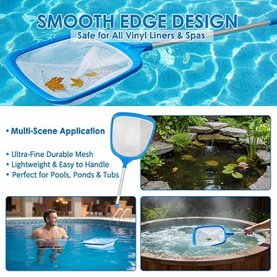 12" Aluminum Pole Hot Tub Skimmer, Ultra Fine Mesh Net for Small Pool Debris