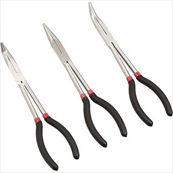 Long Reach Needle Nose Pliers Set of 3, Black for Tight Spaces Versatile