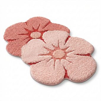Pink Floral Bath Mat 20x32, Soft Plush Non-Slip Absorbent for Bathroom