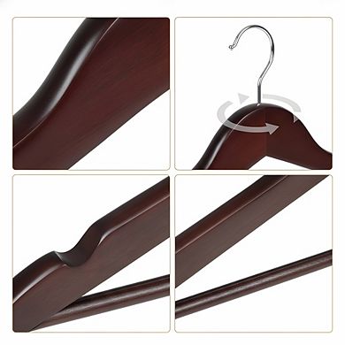 Cherry Wood Suit Hangers 20-Pack, Durable Non-Slip for Clothes Storage