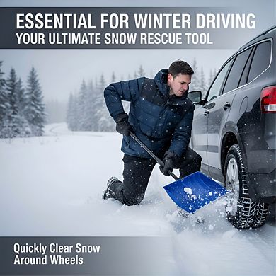 55" Long Snow Shovel with D-Grip Handle, Aluminum Large Capacity for Outdoor Removal