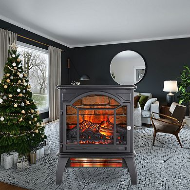3d Flame Electric Infrared Quartz Fireplace Stove With Remote Control