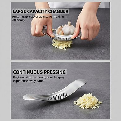 Stainless Steel Garlic Rocker Press, Dishwasher Safe Easy-Clean Mincer