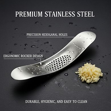 Stainless Steel Garlic Rocker Press, Dishwasher Safe Easy-Clean Mincer