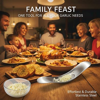 Stainless Steel Garlic Rocker Press, Dishwasher Safe Easy-Clean Mincer
